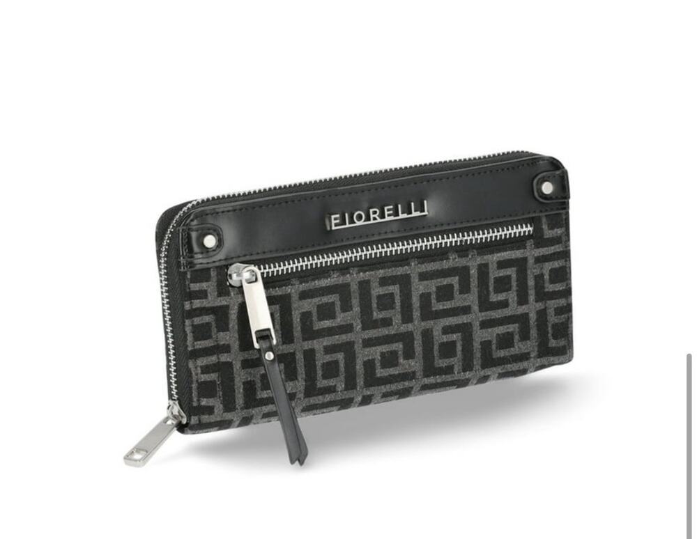 Fiorelli Kate Women's Zipper Wallet Black Jacquard New